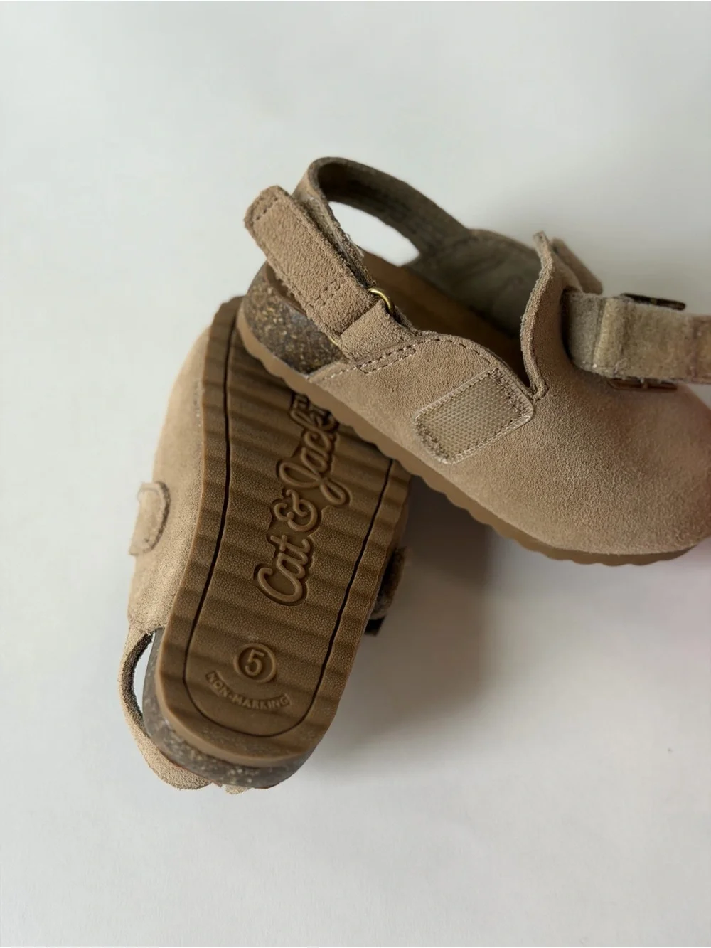 Cat & Jack Kids Suede Buckle Clog Sandals in Tan